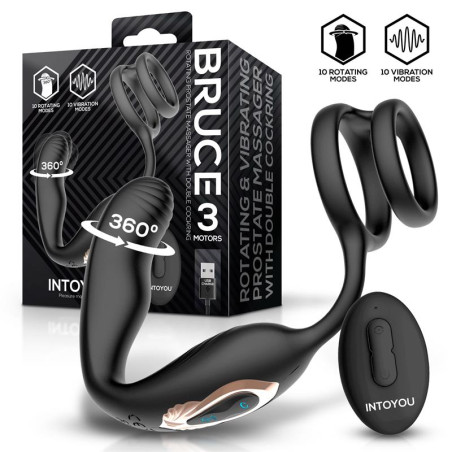 Bruce Masajeador Prostatico 360º y Doble Anillo con Vibracion